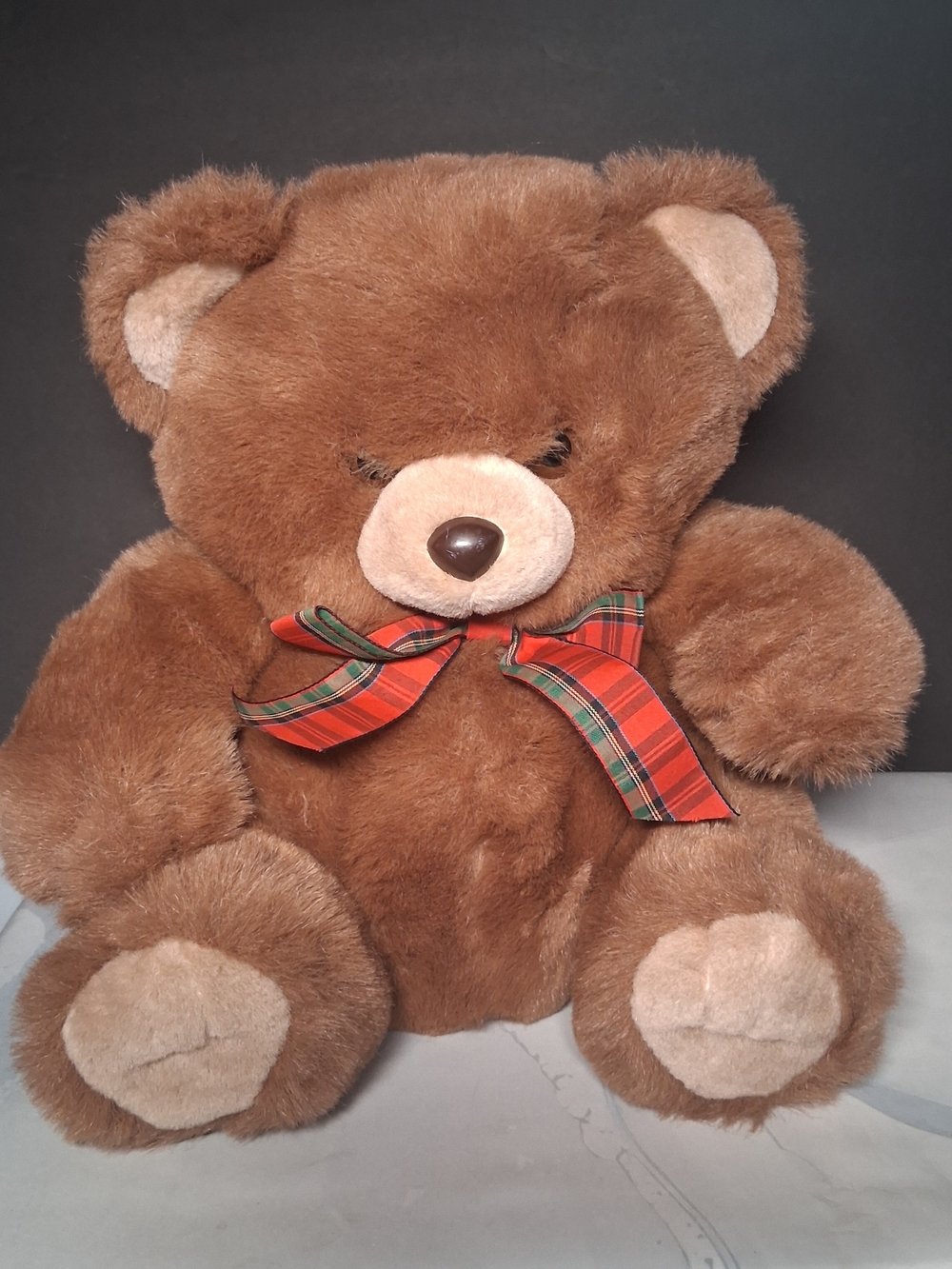 Exclusive Hess Dept Store Russ 13" Teddy Bear Vintage  Chubby Plaid Bow Plush